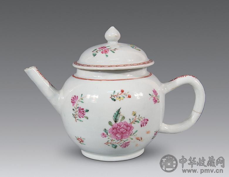 清乾隆 粉彩花卉纹壶