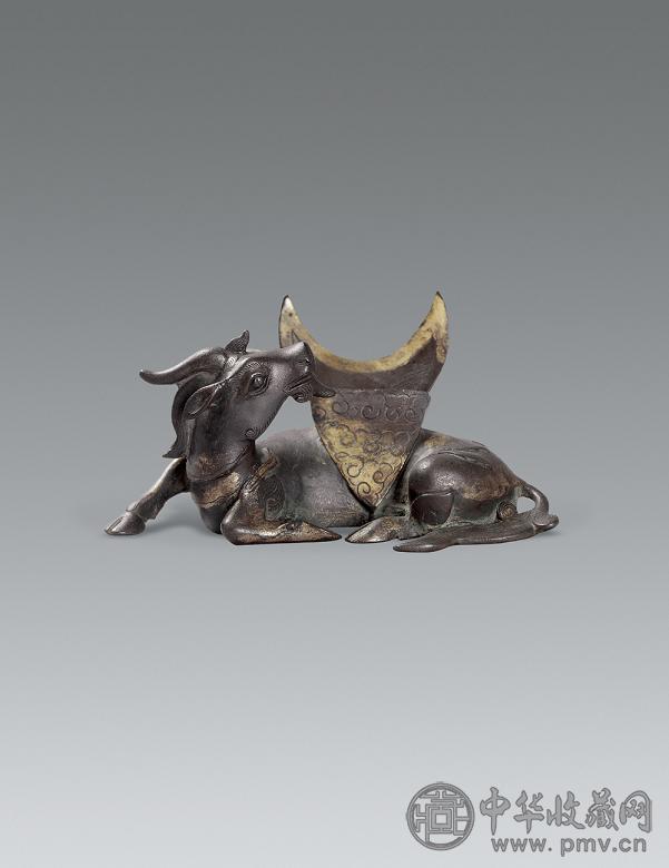 明 鎏金犀牛望月镜架