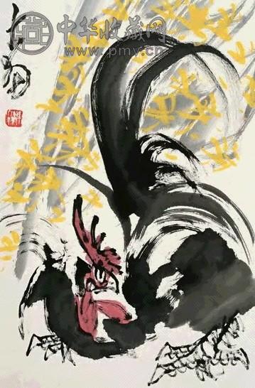 陈大羽 大吉图 立轴 设色纸本