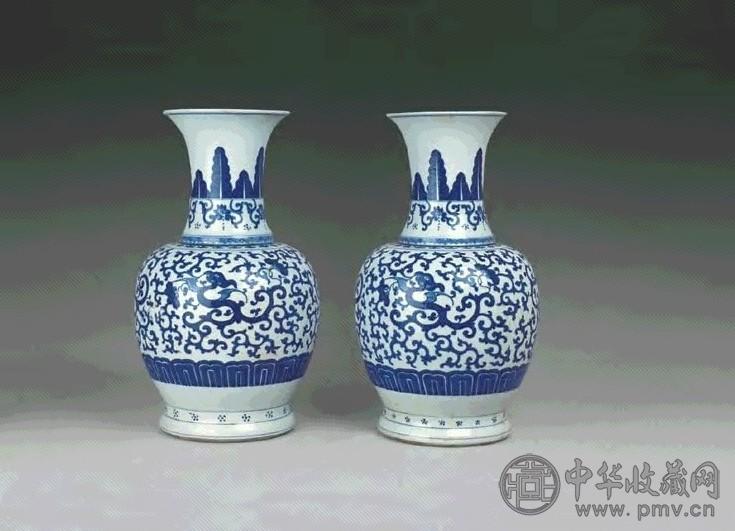 清中期 青花螭龙尊(1对)
