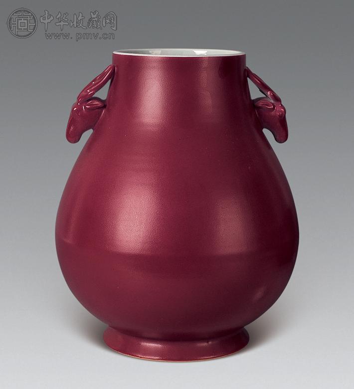 清光绪 胭脂红鹿头尊