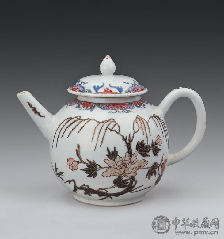 清 粉彩描金茶壶