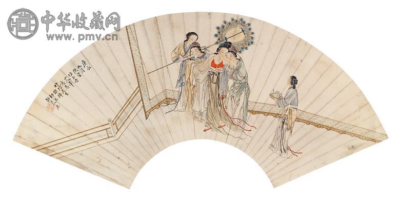 郑慕康 仕女 扇面 设色纸本