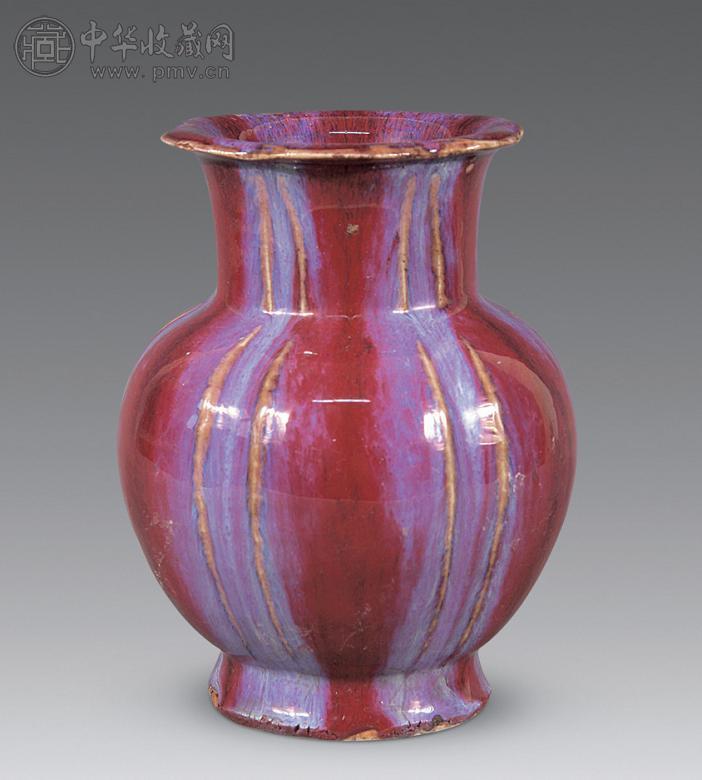 清 窑变釉花口石榴尊