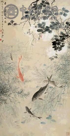 唐云 1941年作 月月有馀图 立轴 设色纸本 唐云 1941年作 月月有馀图 立轴 设色纸本