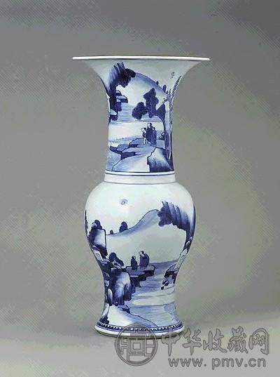清康熙 青花山水图凤尾尊