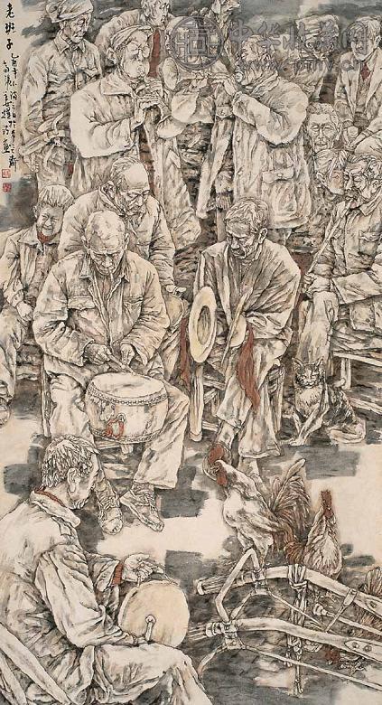 江耀南 老班子 镜心 设色纸本