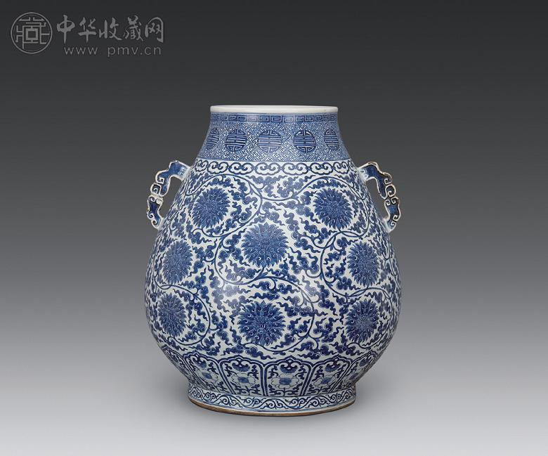 清 青花缠枝莲双耳尊