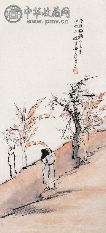梁于渭 山水人物 立轴 纸本