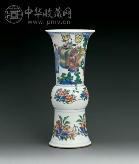 清康熙 五彩人物凤尾尊