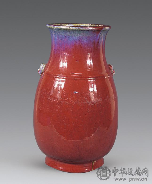 清同治 窑变釉兽耳尊