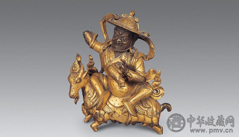 清 铜鎏金财神