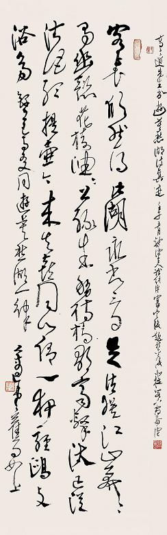 高二适 草书条幅 镜心 水墨纸本