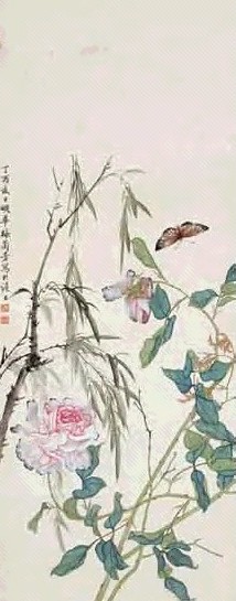 梅兰芳 花蝶图 立轴 设色绢本