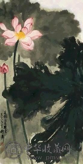 谢稚柳 1976年作 荷花 立轴 设色纸本