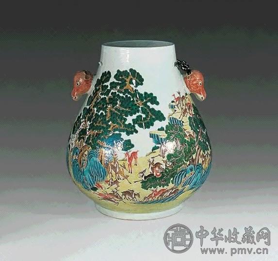 清光绪 粉彩百鹿尊