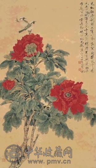 于非闇 1949年作 富贵白头 立轴 设色纸本