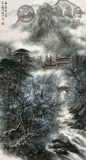 黎雄才 1980年作 春山萧寺 镜心 设色纸本