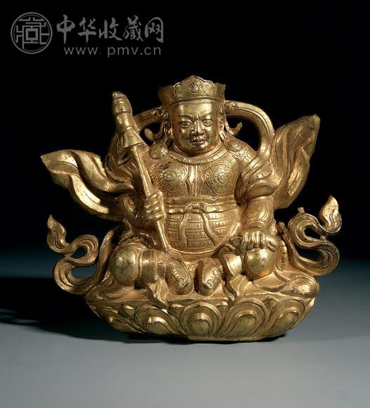 西藏约十八世纪 鎏金铜北方多闻天王坐像