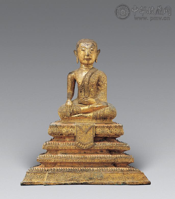 14世纪 铜泥金药师佛坐像
