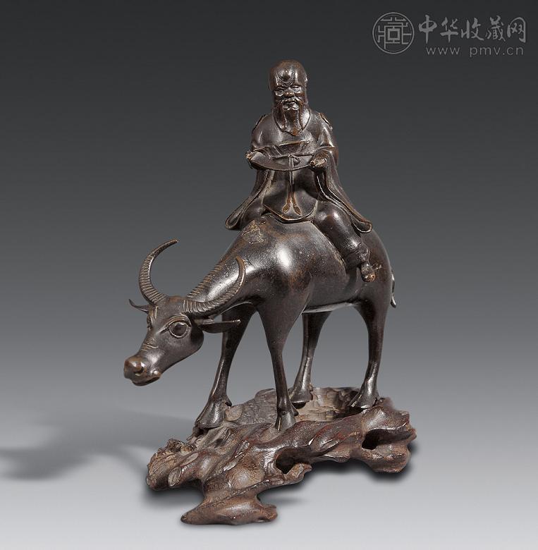 清 铜雕老子出关摆件