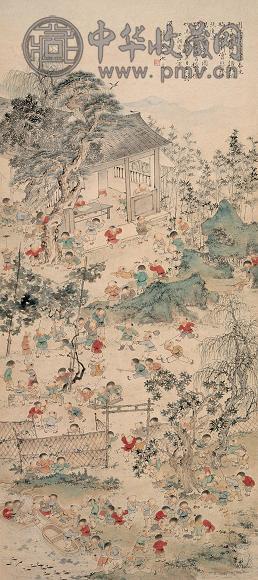 沈子丞 婴戏图 立轴 设色纸本