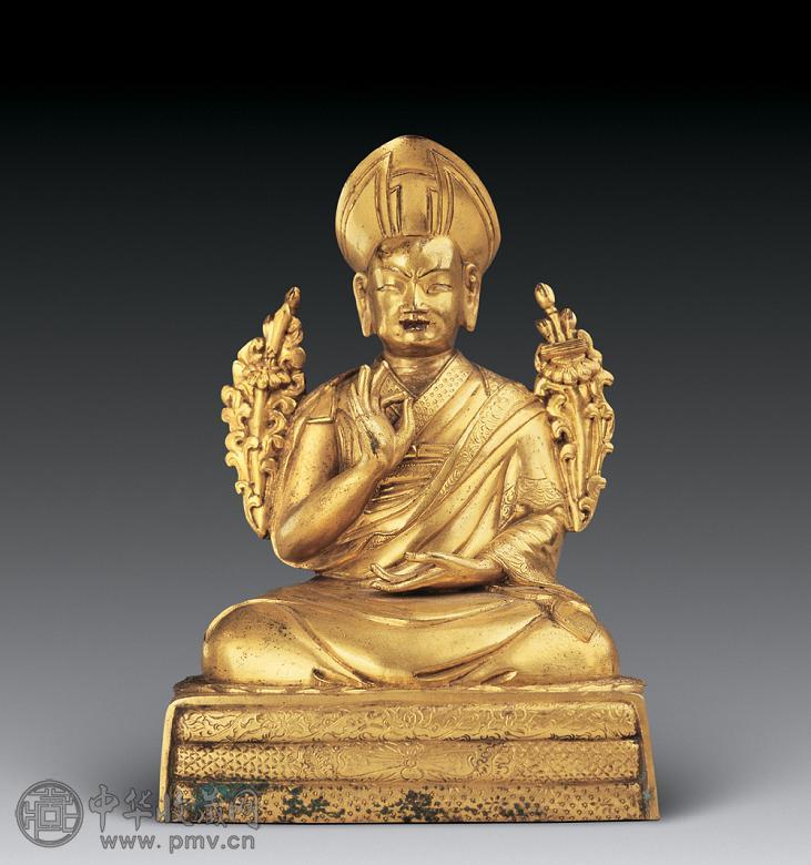 清 铜鎏金三世章嘉·若必多吉像