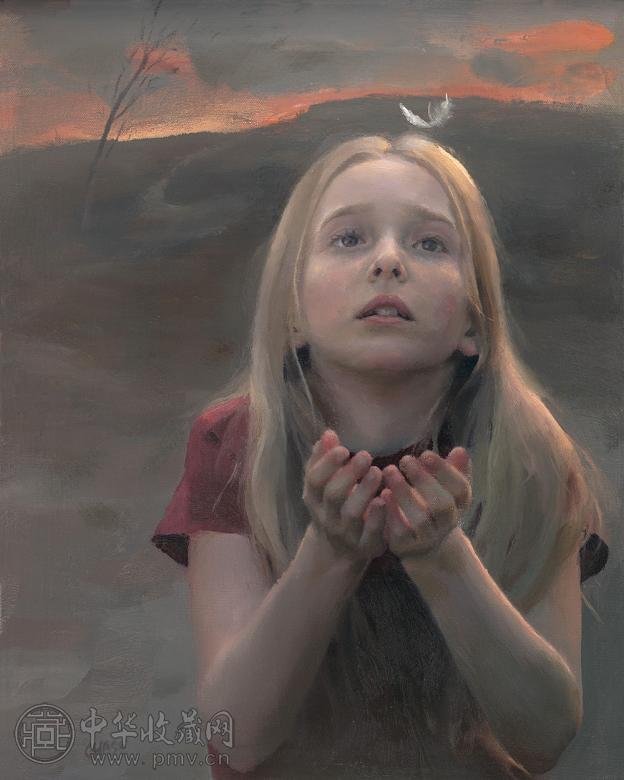 陈川 羽毛 布上油彩