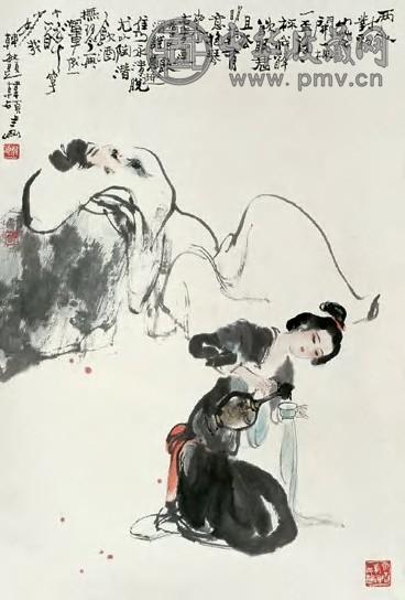 韩硕 饮酒图 立轴 设色纸本