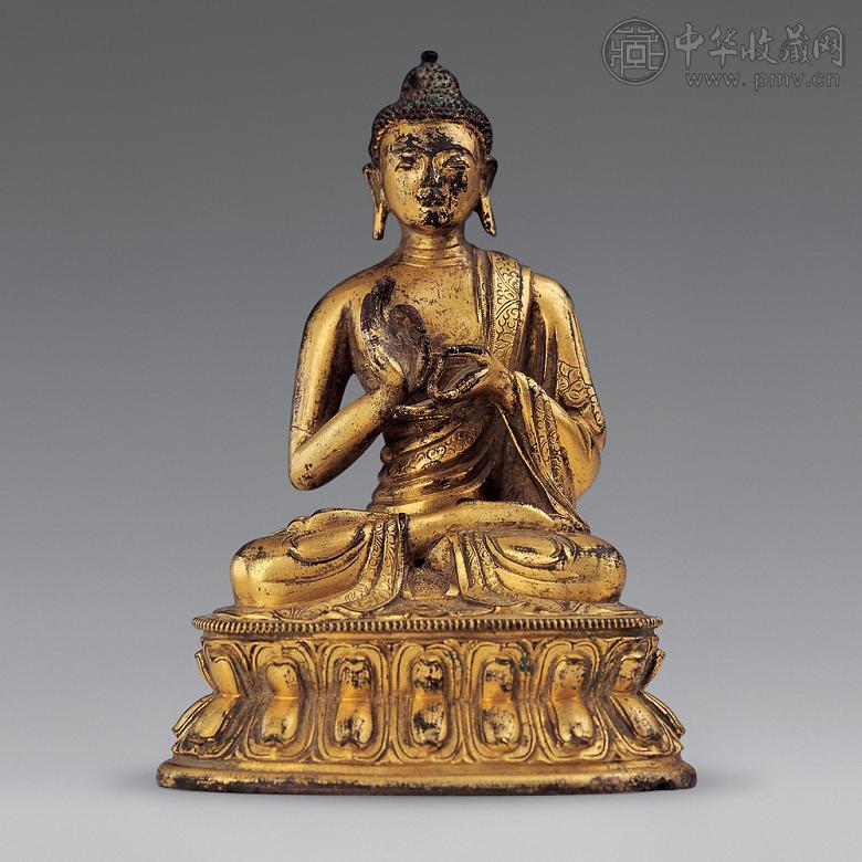 清 铜鎏金弥勒佛像