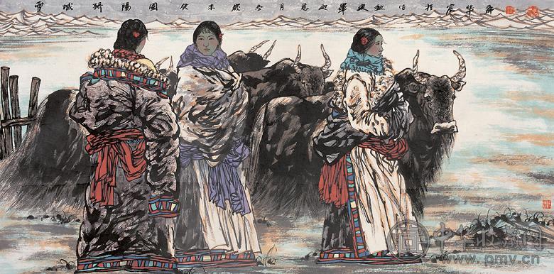 毕建勋 2003年作 雪城骄阳图 镜心 设色纸本