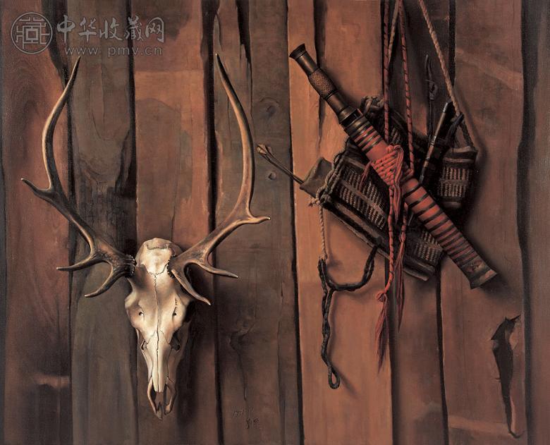 刘宁 鹿与刀 油画