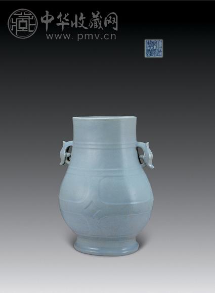 清乾隆 仿汝釉双耳尊