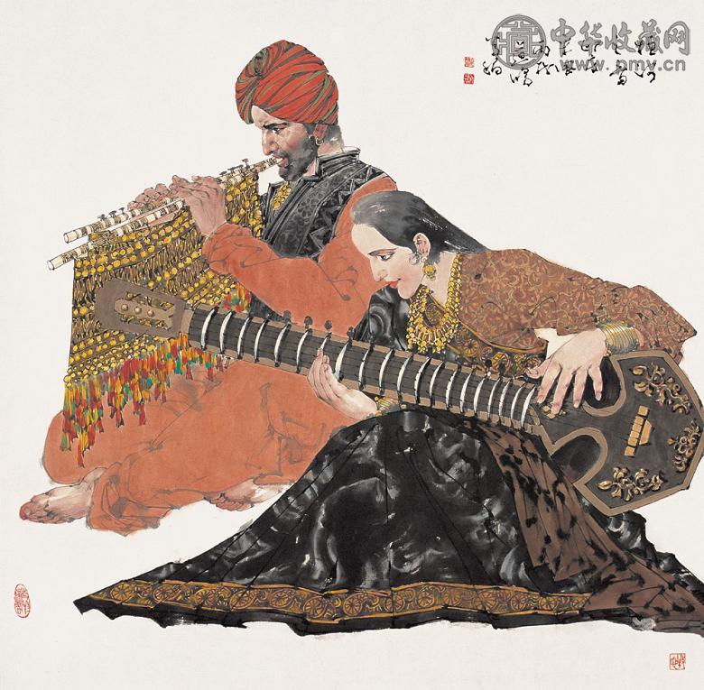 沈道鸿 丙戌(2006年)作 恒河之音 镜心 设色纸本