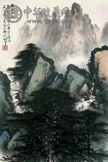 黎雄才 1982年作 黄山雨后 立轴 设色纸本