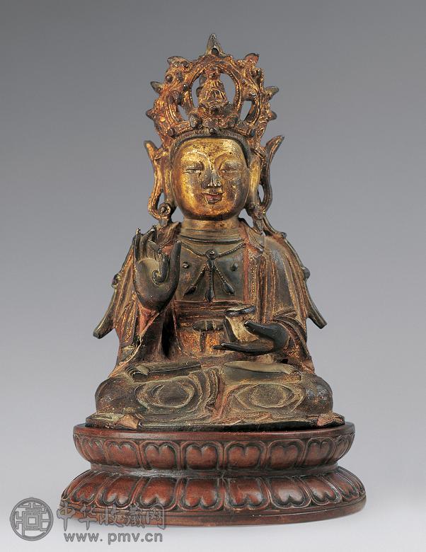 明 铜鎏金观音坐像