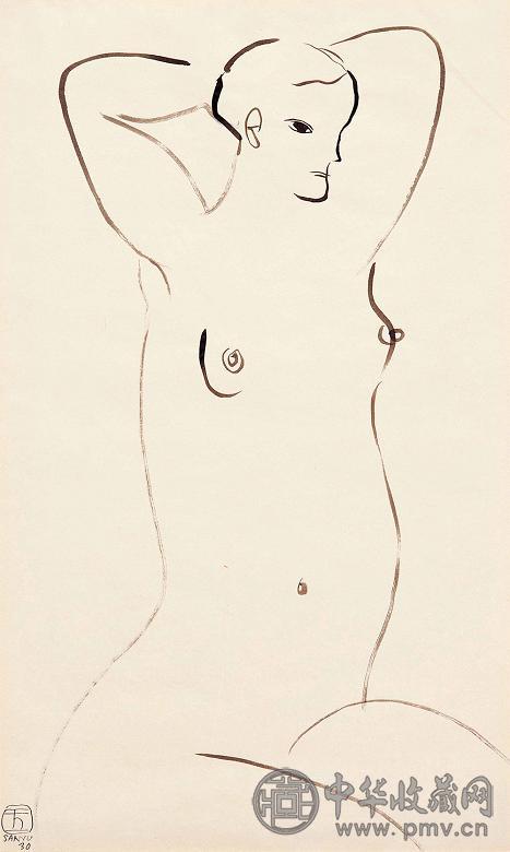 常玉 1930年作 裸女 水墨 纸本