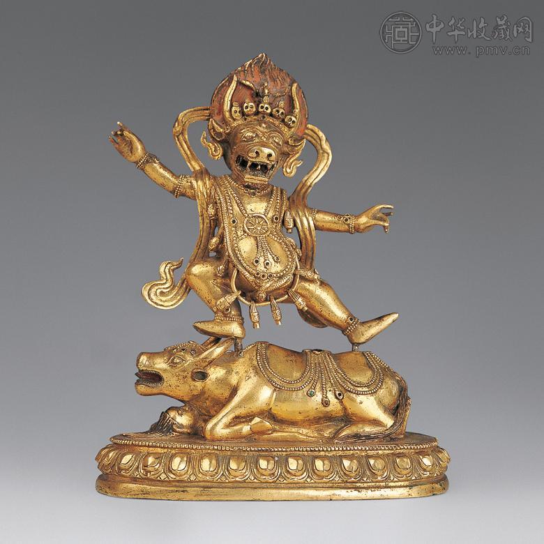 清 铜鎏金大威德金刚像