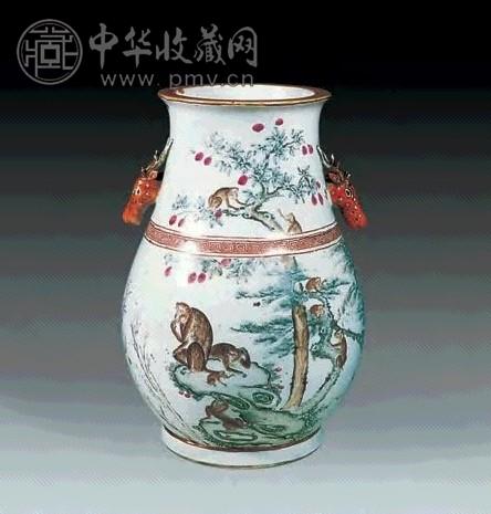 民国 墨彩鹿头尊