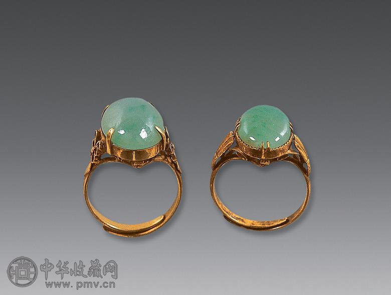 清末 黄金翡翠戒指(各1枚)