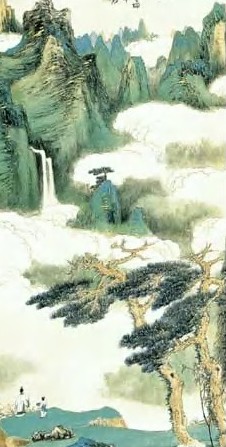 张大千 松壑策杖 镜心