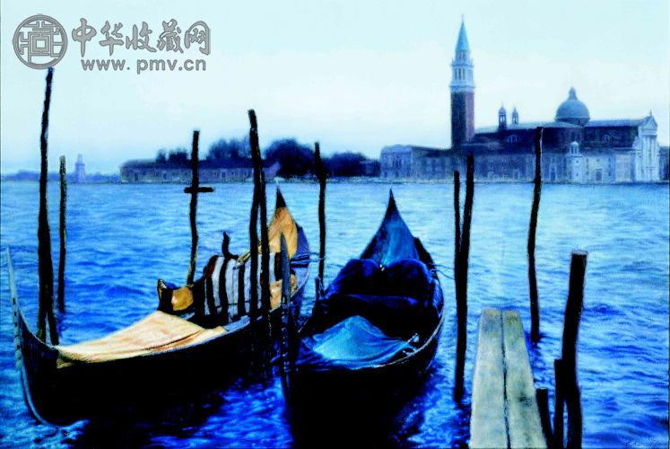 陈逸飞 1990年作 威尼斯教堂 油画 画布