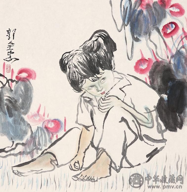 郭全忠 小女孩 镜心 设色纸本