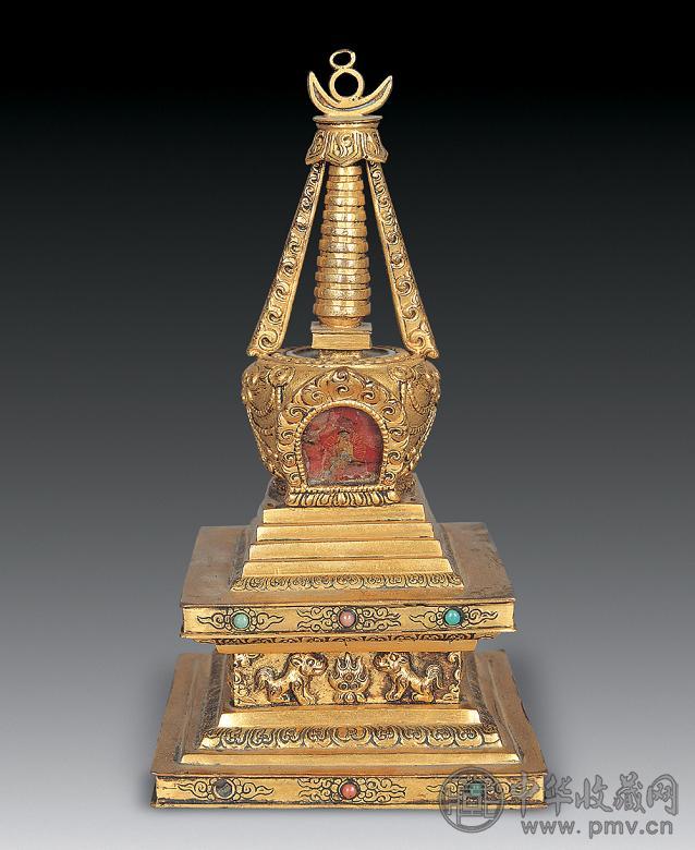 清 铜鎏金佛塔