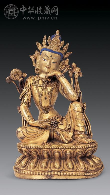 明代 铜鎏金思维观音
