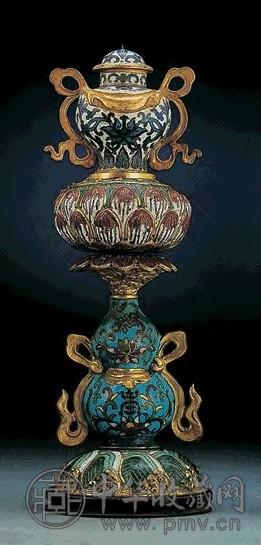 清乾隆 掐丝珐郎八吉祥万寿莲托供品