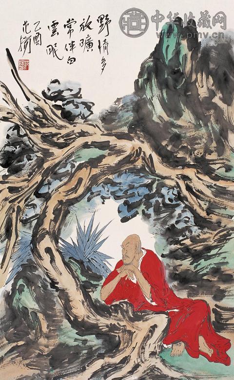 范杨 乙酉(2005年)作 红衣罗汉图 镜心 设色纸本