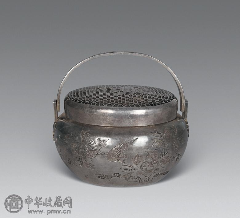 清晚期 银刻人物小手炉