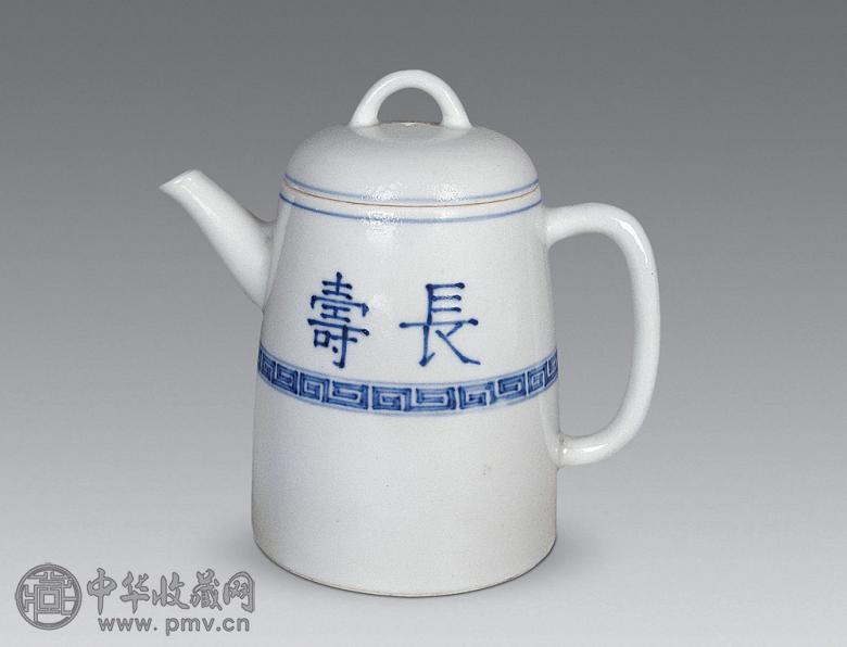 清道光 青花长寿壶