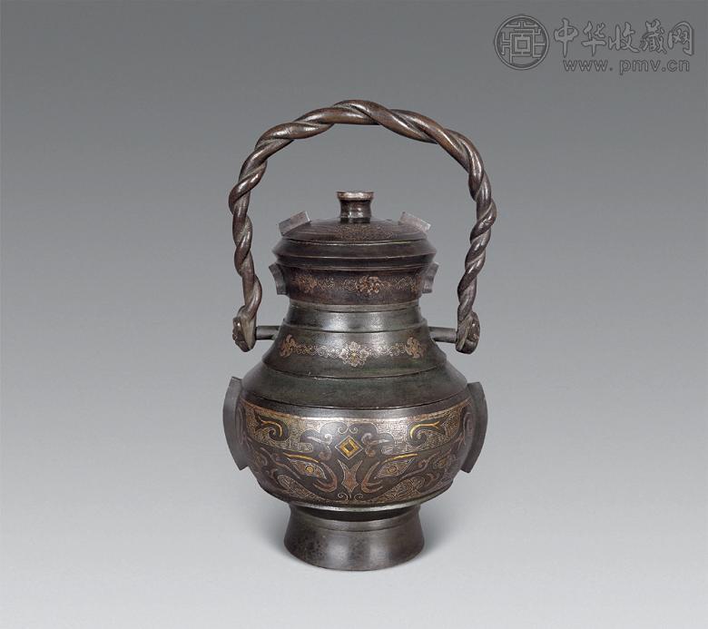 明 铜错金银提梁卣